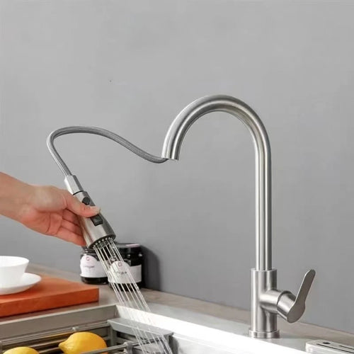 Sleek Pull-Out Kitchen Faucet