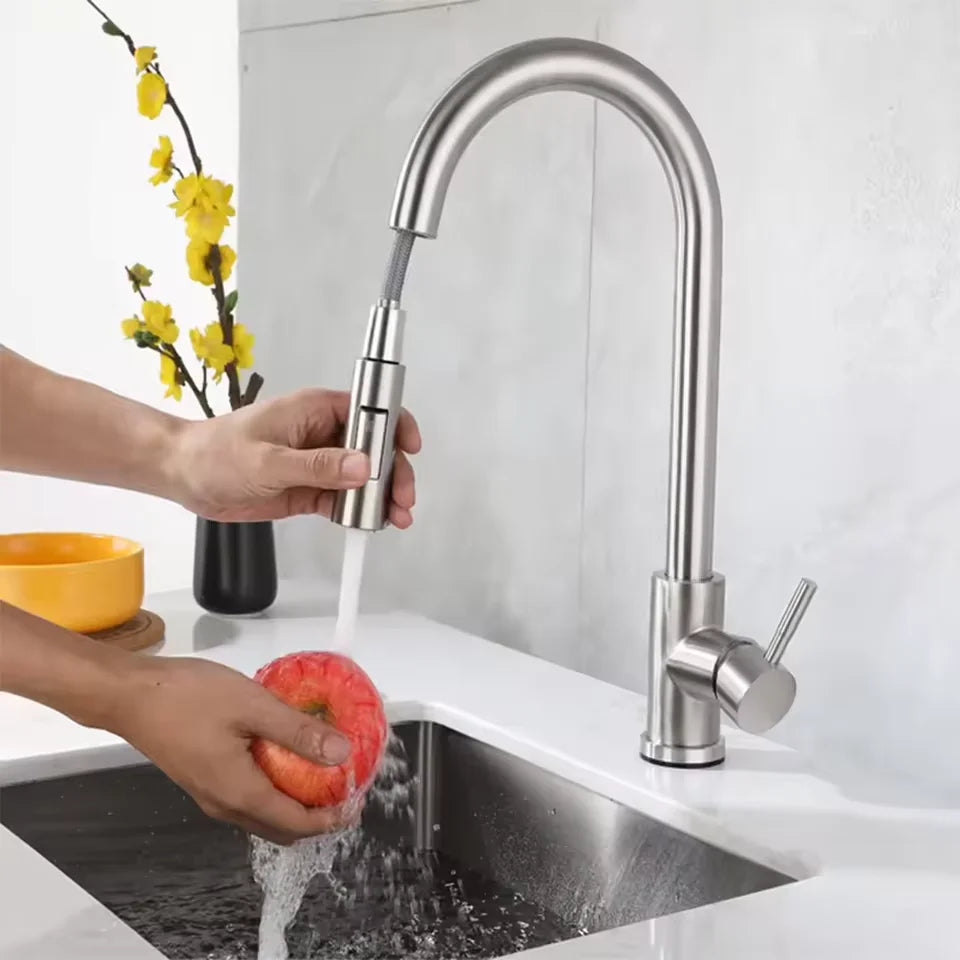 Sleek Pull-Out Kitchen Faucet